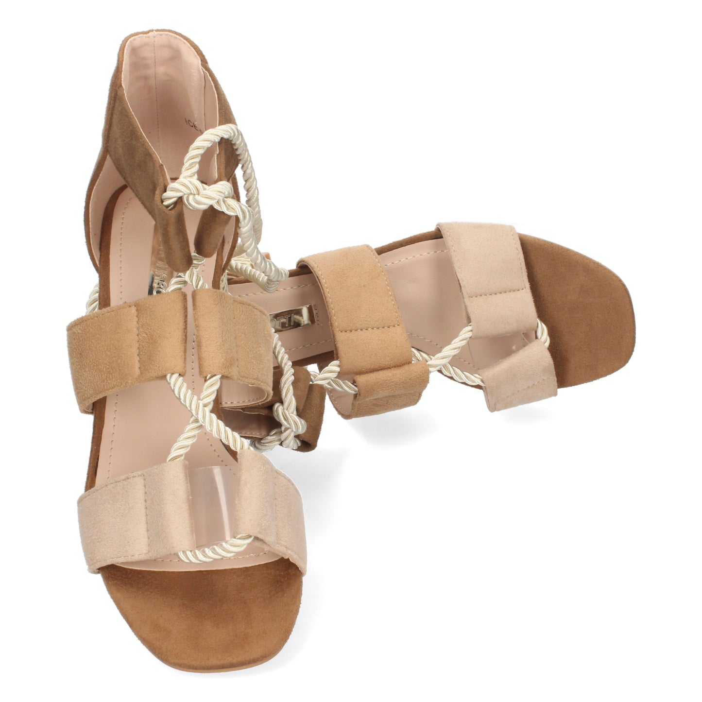 Sandalia de tacón para mujer, estilo cangrejera, cómodas, con cierre de cordones, primavera verano 2022, color apricot.